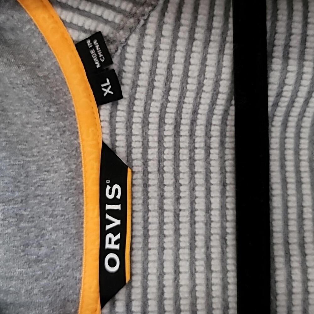 XL Like-new Orvis Gray Men's Zip Athletic Long Sleeve Shirt Fleece Lined - Picture 7 of 9